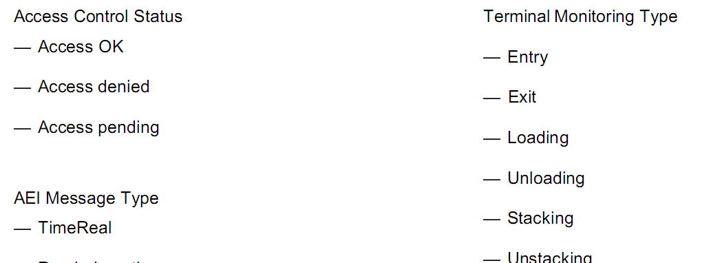 Příklad přehledu datových definic